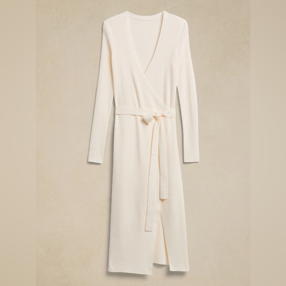 Banana Republic white wrap knit dress netta dress